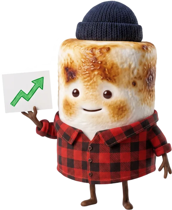 Mo the Marshmallow holding a growth chart